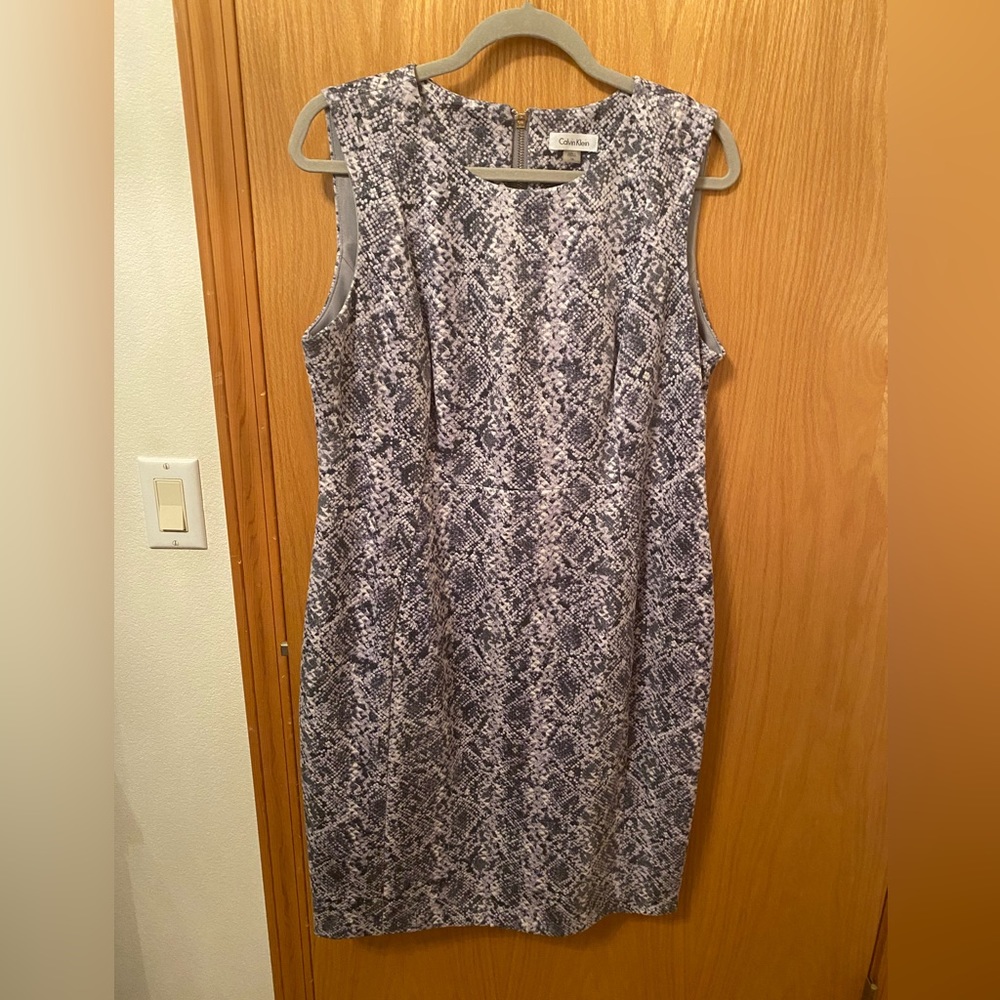 Calvin Klein Gray and Black Midi Dress
